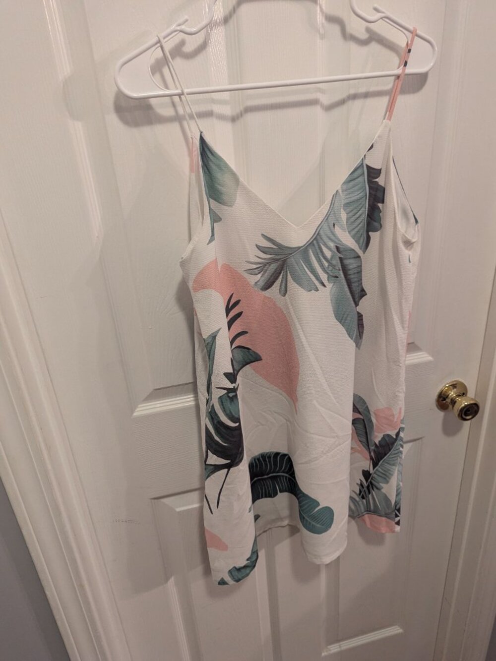 Shein white slip dress with pink and green print - M - Picture 2 of 5
